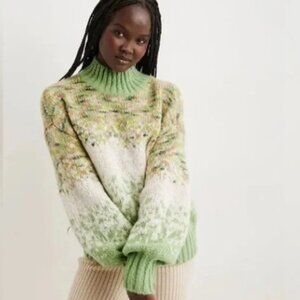 Aerie Fair Isle Women’s Sweater Green Scandi Holiday Ski - Size Small